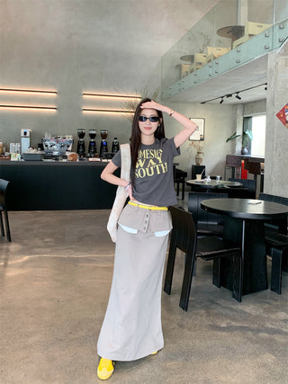 Letter Print Top with Skirt