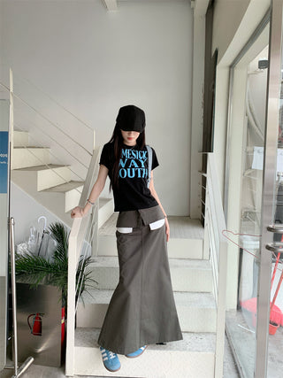 Letter Print Top with Skirt