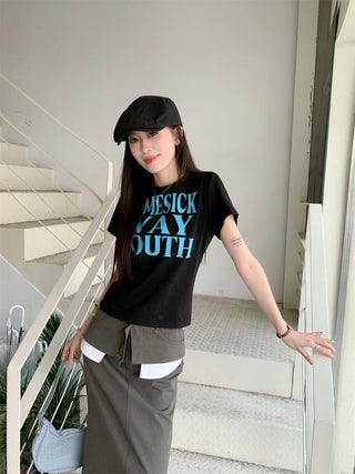 Letter Print Top with Skirt