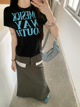 Letter Print Top with Skirt