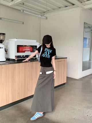 Letter Print Top with Skirt