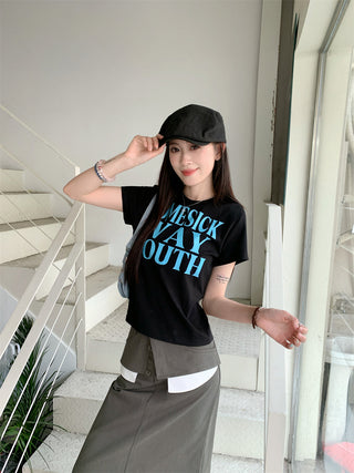 Letter Print Top with Skirt