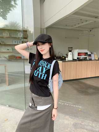 Letter Print Top with Skirt