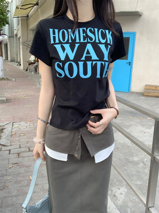 Letter Print Top with Skirt