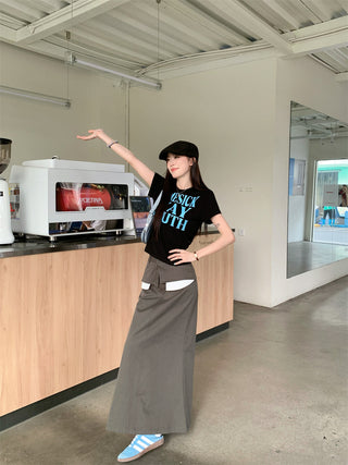 Letter Print Top with Skirt