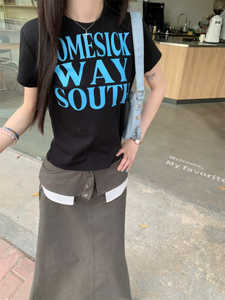 Letter Print Top with Skirt