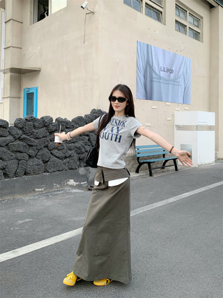 Letter Print Top with Skirt