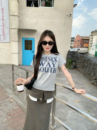 Letter Print Top with Skirt