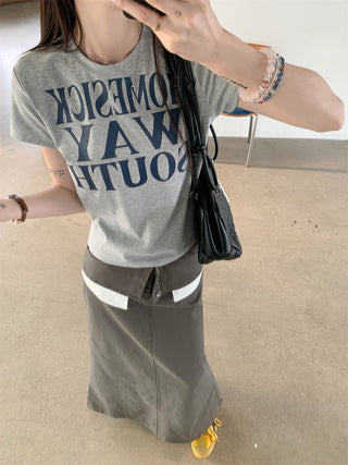 Letter Print Top with Skirt