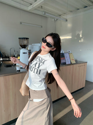 Letter Print Top with Skirt