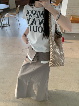 Letter Print Top with Skirt