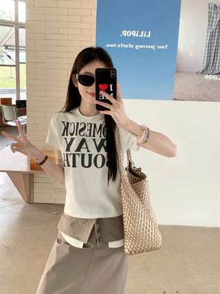 Letter Print Top with Skirt