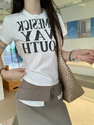 Letter Print Top with Skirt