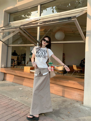 Letter Print Top with Skirt