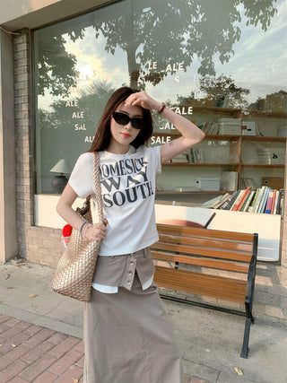 Letter Print Top with Skirt
