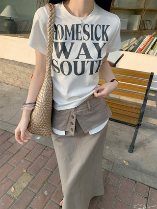 Letter Print Top with Skirt