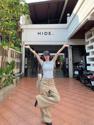 Round Neck Top with Loose Pants