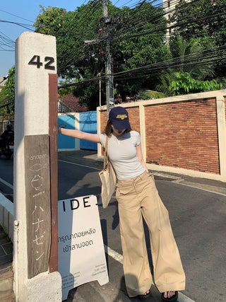 Round Neck Top with Loose Pants