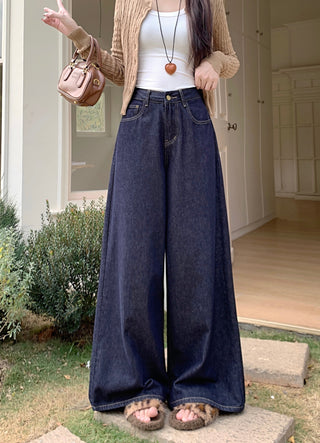 Dark Blue Wide Leg Jeans