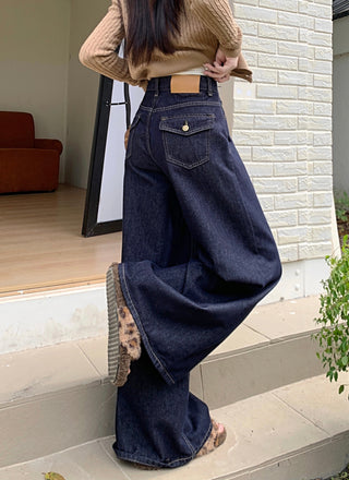 Dark Blue Wide Leg Jeans