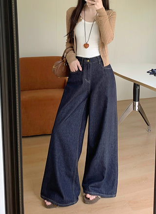 Dark Blue Wide Leg Jeans