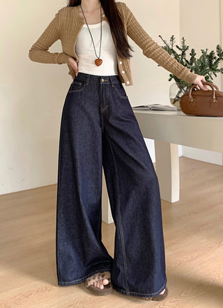 Dark Blue Wide Leg Jeans