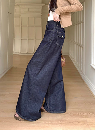 Dark Blue Wide Leg Jeans