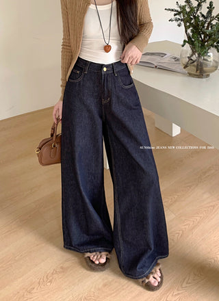 Dark Blue Wide Leg Jeans