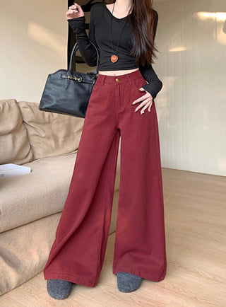 Dark Blue Wide Leg Jeans