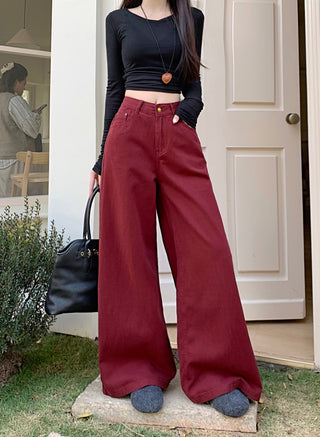 Dark Blue Wide Leg Jeans