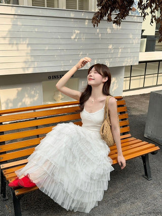 Black Camisole with White Skirt