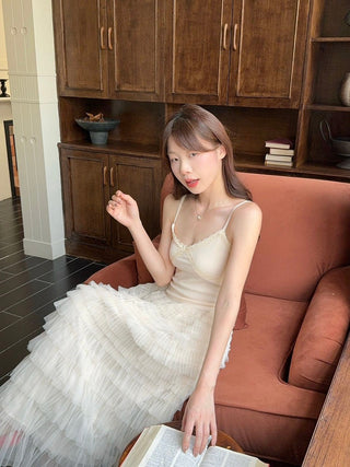 Black Camisole with White Skirt