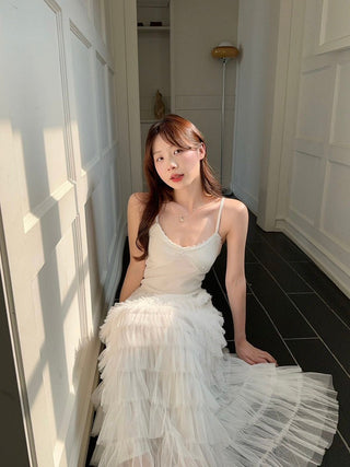 Black Camisole with White Skirt