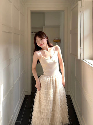 Black Camisole with White Skirt