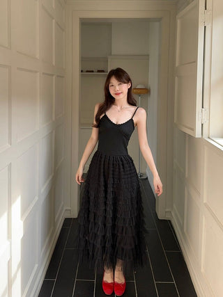 Black Camisole with White Skirt