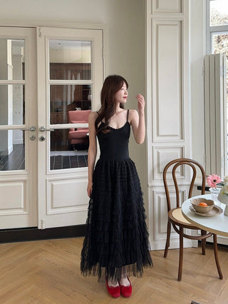 Black Camisole with White Skirt