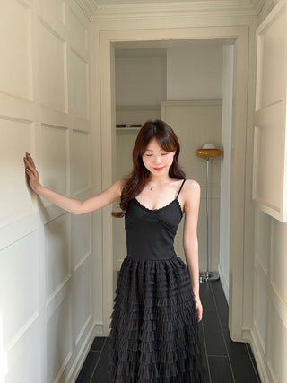Black Camisole with White Skirt