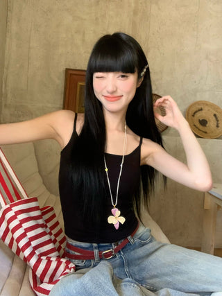 Solid Color Camisole with Bra