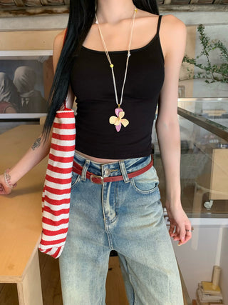 Solid Color Camisole with Bra