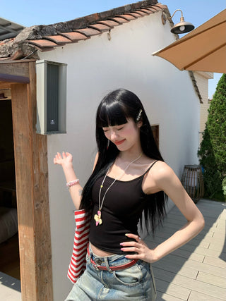 Solid Color Camisole with Bra