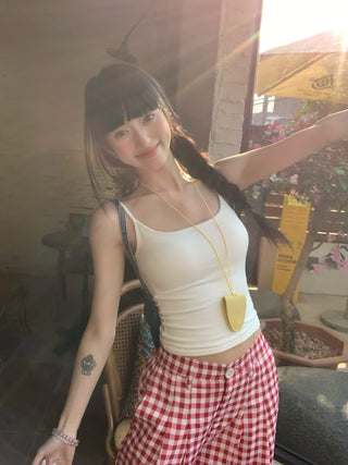 Solid Color Camisole with Bra