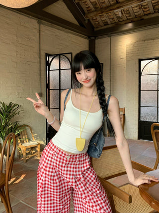 Solid Color Camisole with Bra