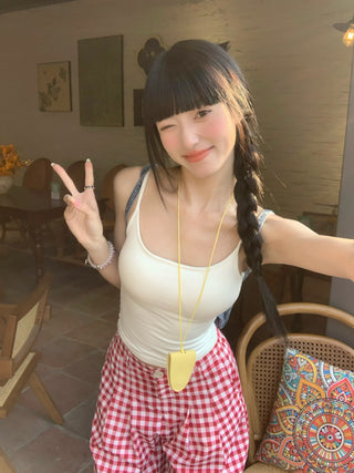 Solid Color Camisole with Bra