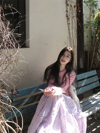 Color-Contrast Long Skirt