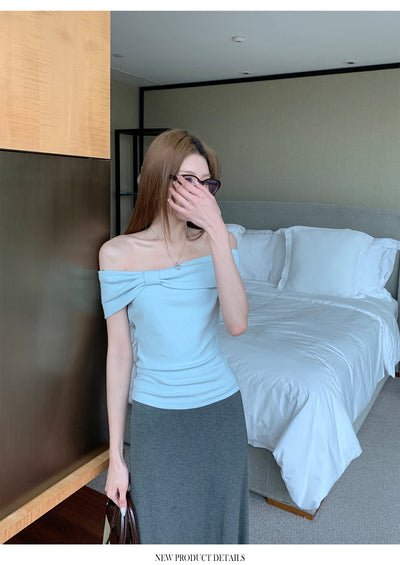 Off-Shoulder Blue Top