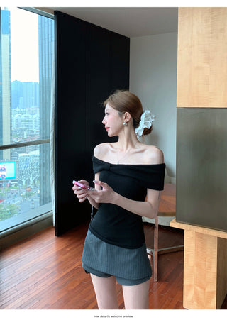 Off-Shoulder Blue Top