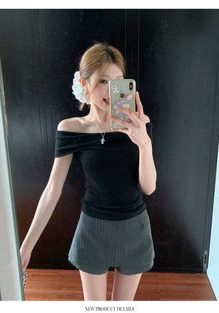 Off-Shoulder Blue Top