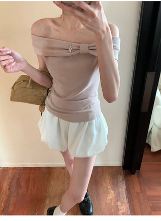 Off-Shoulder Blue Top