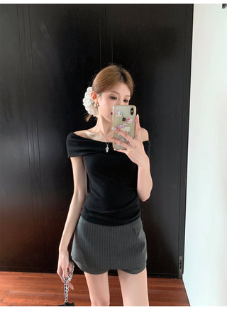 Off-Shoulder Blue Top