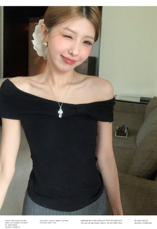 Off-Shoulder Blue Top